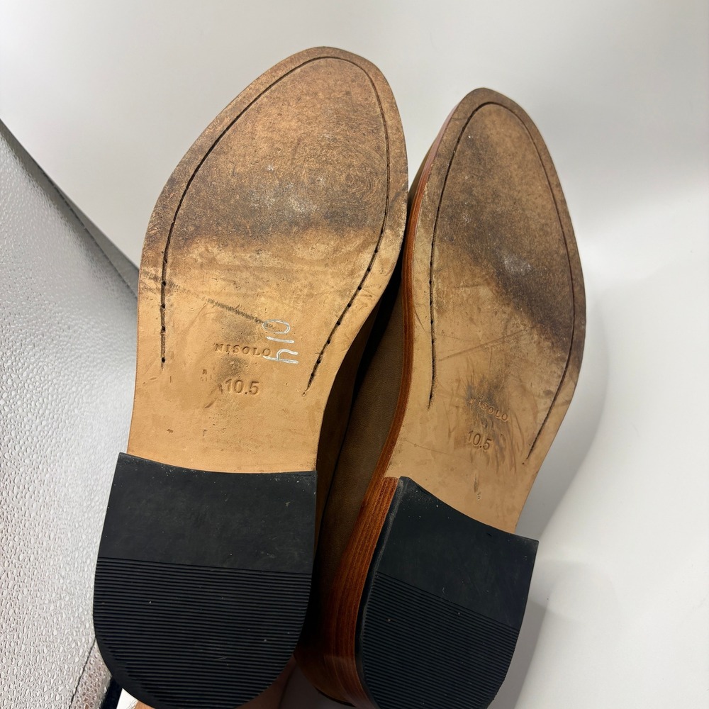 Nisolo Alejandro Penny Loafers Mens 10.5 Tobacco Brown Nubuck Leather Shoes - Picture 8 of 9